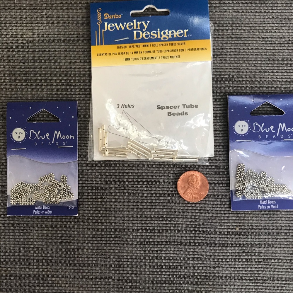 SILVER METAL SPACER BARS/TUBES Jewelry Art Supply